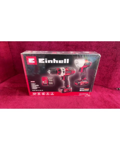 Einhell TE_CD 12/1 + 22 +CL *Bohrschrauber, , 2x Akku, Ladegerät,,  Akku-Lampe  Bit, und Bohrer-Set 22-tlg.