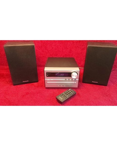 Panasonic SC-PM250EG-S Micro-Hi-Fi-Kompakt-Stereoanlage, satter Bass & klarer Klang, Silb *Bluetooth,,  CD-Player  USB,  FM-Radio,  20-W-Lautsprecher