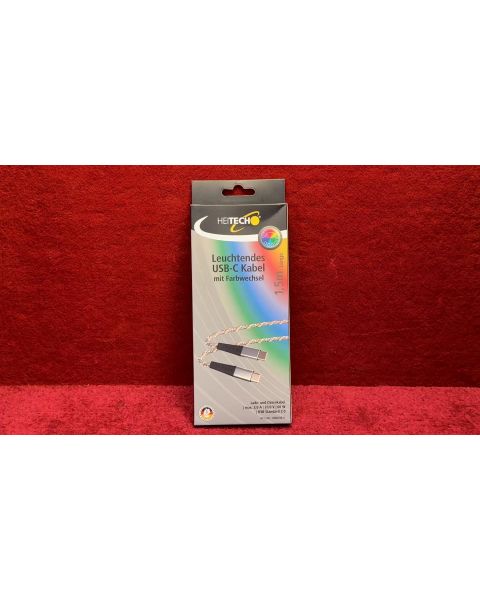 Heitech RGB USB-C Ladelabel *mit Farbwechsel, 1,5 Meter, USB-C auf , USB-C