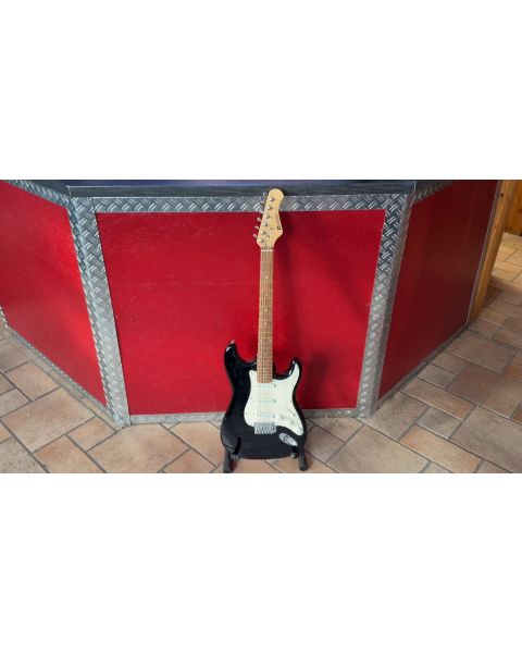DIMAVERY ST-203 E-Gitarre, schwarz *3 x Single Coil, ST-style Tremolo, 1 x 5-Wege-Schalter, 1 x Lautstärke, 2 x Ton
